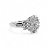 14K White Gold 1.60 Carat Ballerina Halo Diamond Ring