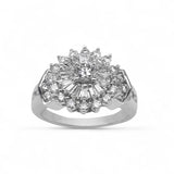 14K White Gold 1.60 Carat Ballerina Halo Diamond Ring