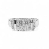 14K White Gold Multi Row Prong Set Natural Diamond Ring