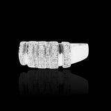 14K White Gold Multi Row Prong Set Natural Diamond Ring