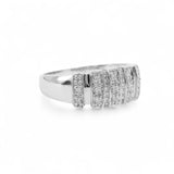 14K White Gold Multi Row Prong Set Natural Diamond Ring