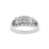 14K White Gold Multi Row Prong Set Natural Diamond Ring