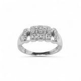 14K White Gold Multi Row Prong Set Natural Diamond Ring