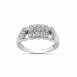 14K White Gold Multi Row Prong Set Natural Diamond Ring