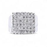 14K White Gold 3.00 Carat Natural Diamond Pave-Set Square Ring