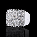14K White Gold 3.00 Carat Natural Diamond Pave-Set Square Ring