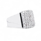 14K White Gold 3.00 Carat Natural Diamond Pave-Set Square Ring