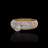 14K Yellow Gold 2.00 Carat Round Pave Diamond Ring