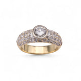 14K Yellow Gold 2.00 Carat Round Pave Diamond Ring