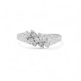 14K White Gold 0.65 Carat Triple Cluster Diamond Ring