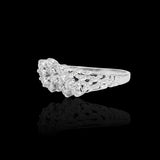 14K White Gold 0.65 Carat Triple Cluster Diamond Ring