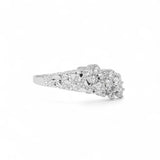 14K White Gold 0.65 Carat Triple Cluster Diamond Ring
