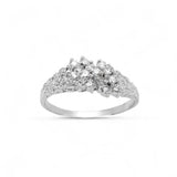 14K White Gold 0.65 Carat Triple Cluster Diamond Ring