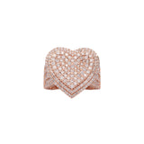 14K Rose Gold 2.84 Carat Double Frame Diamond Heart Ring
