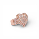 14K Rose Gold 2.84 Carat Double Frame Diamond Heart Ring