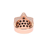 Anillo de oro rosa de 14K con varias filas de diamantes en forma de estrella de 8,00 quilates