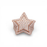 Anillo de diamantes de oro rosa de 14 quilates y 8,00 quilates con doble marco de estrella