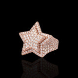 Anillo de diamantes de oro rosa de 14 quilates y 8,00 quilates con doble marco de estrella