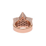 Anillo de diamantes de oro rosa de 14 quilates y 8,00 quilates con doble marco de estrella