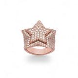 Anillo de diamantes de oro rosa de 14 quilates y 8,00 quilates con doble marco de estrella
