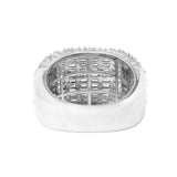 14K White Gold 4.78 Carat Natural Diamond Pave & Baguette Dome Ring