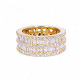 14K Yellow Gold 4.78 Carat Natural Diamond Two Row Eternity Ring