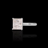 14K White Gold 5.00 Carat Princess Lab Diamond Engagement Ring