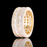 14K Yellow Gold 4.78 Carat Natural Diamond Two Row Eternity Ring