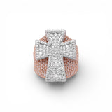 Anillo de oro bicolor de 14 quilates con diamantes naturales de 7,14 quilates