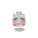 Anillo de oro bicolor de 14 quilates con diamantes naturales de 7,14 quilates