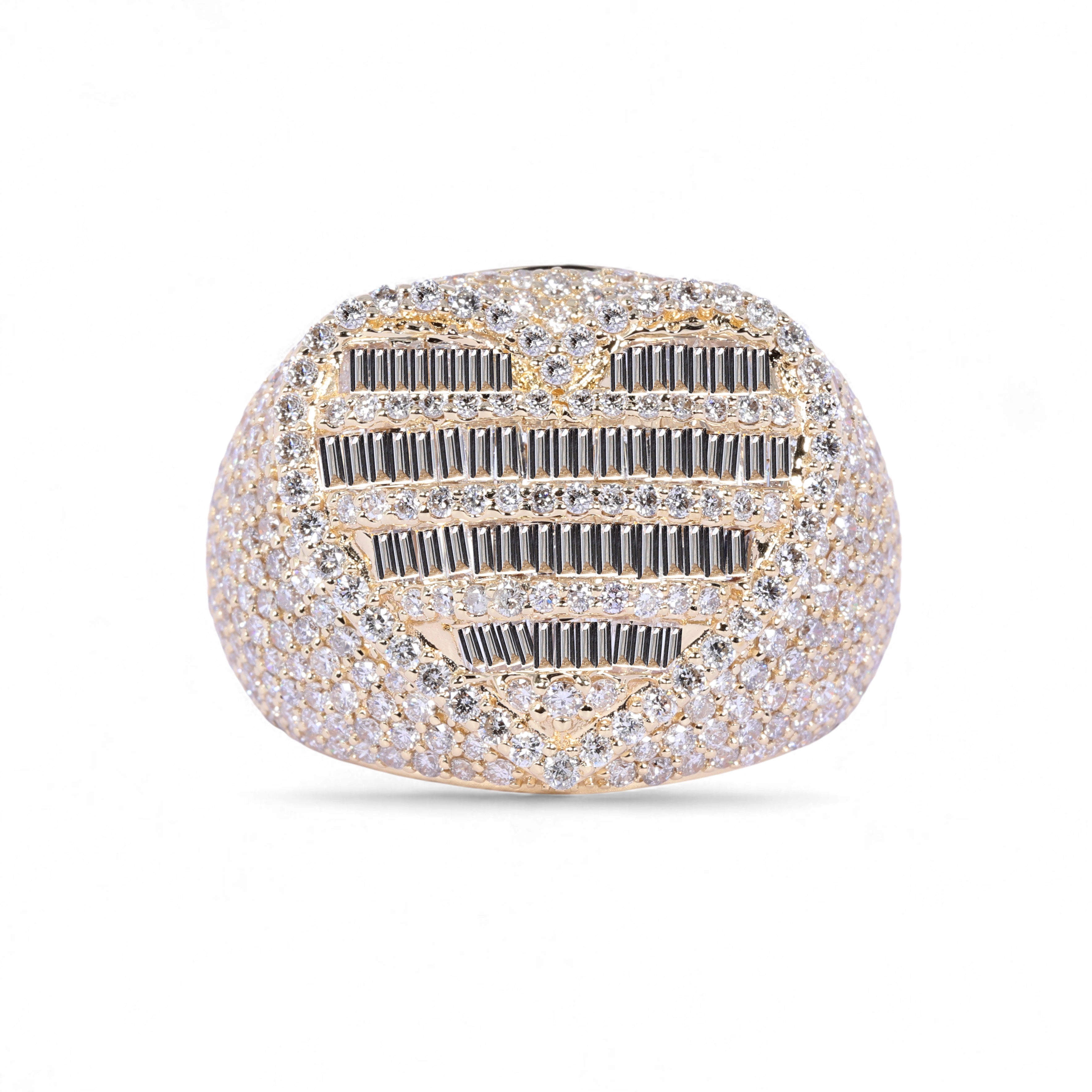 14K Yellow Gold 3.32 Carat Natural Diamond Iced-Out Heart Ring