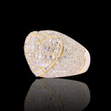 14K Yellow Gold 3.32 Carat Natural Diamond Iced-Out Heart Ring