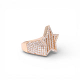 14K Yellow Gold 4.00 Carat Cluster Star Natural Diamond Ring