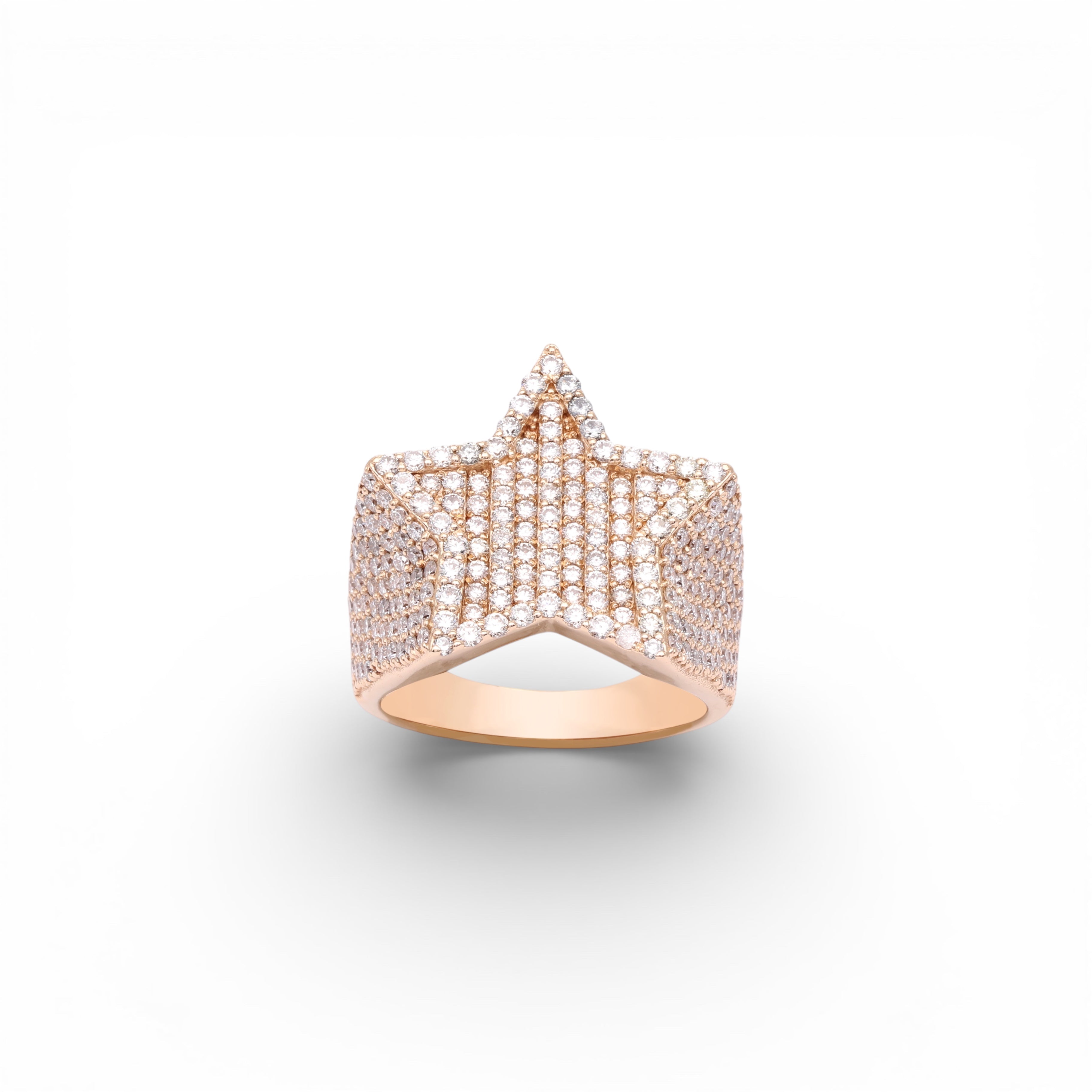 14K Yellow Gold 4.00 Carat Cluster Star Natural Diamond Ring