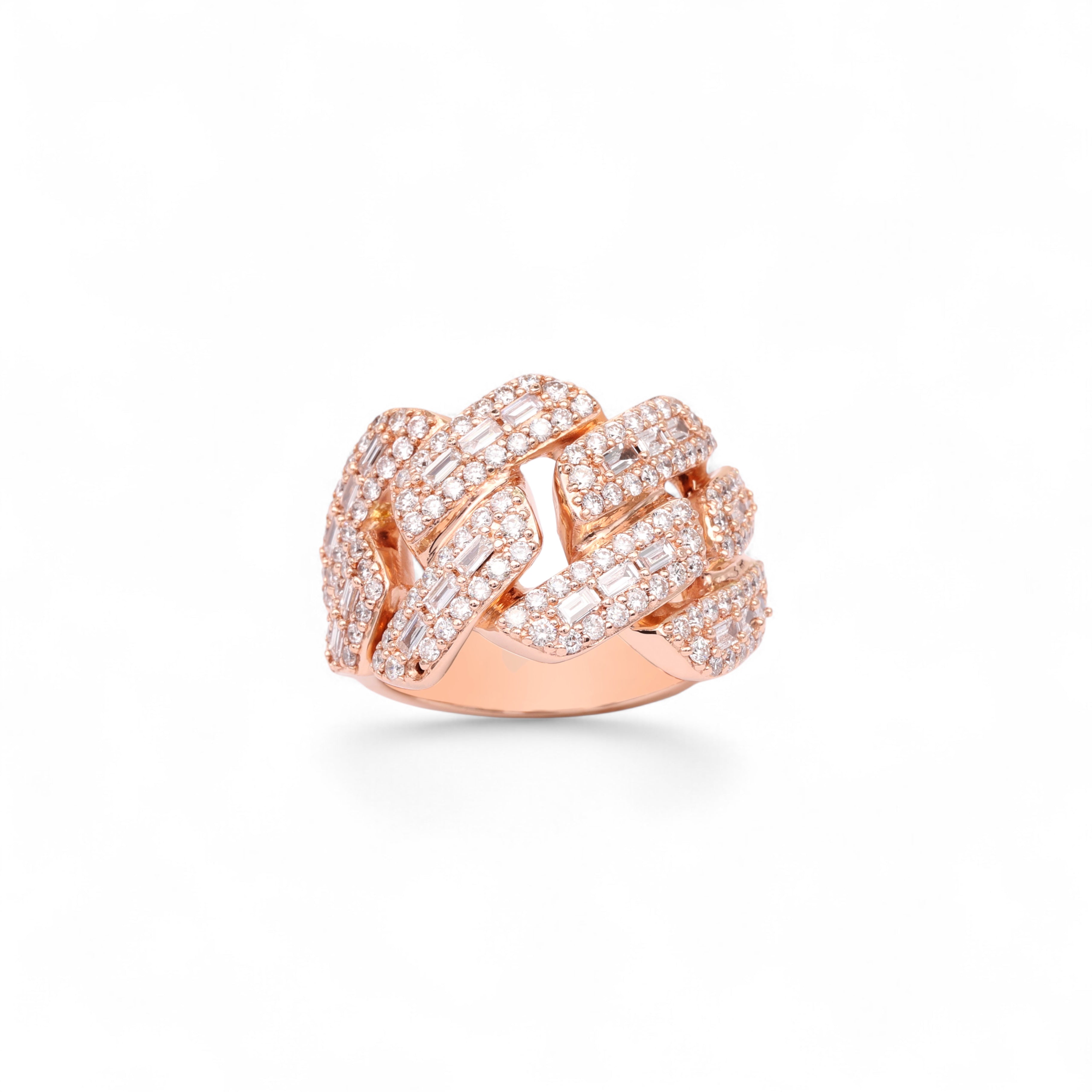 Anillo de oro rosa de 14 quilates con diamantes naturales cubanos de 5,00 quilates