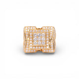 14K Yellow Gold 8.00 Carat Multi Row Pavé Natural Diamond Ring