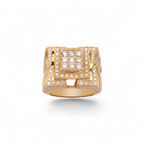 14K Yellow Gold 8.00 Carat Multi Row Pavé Natural Diamond Ring