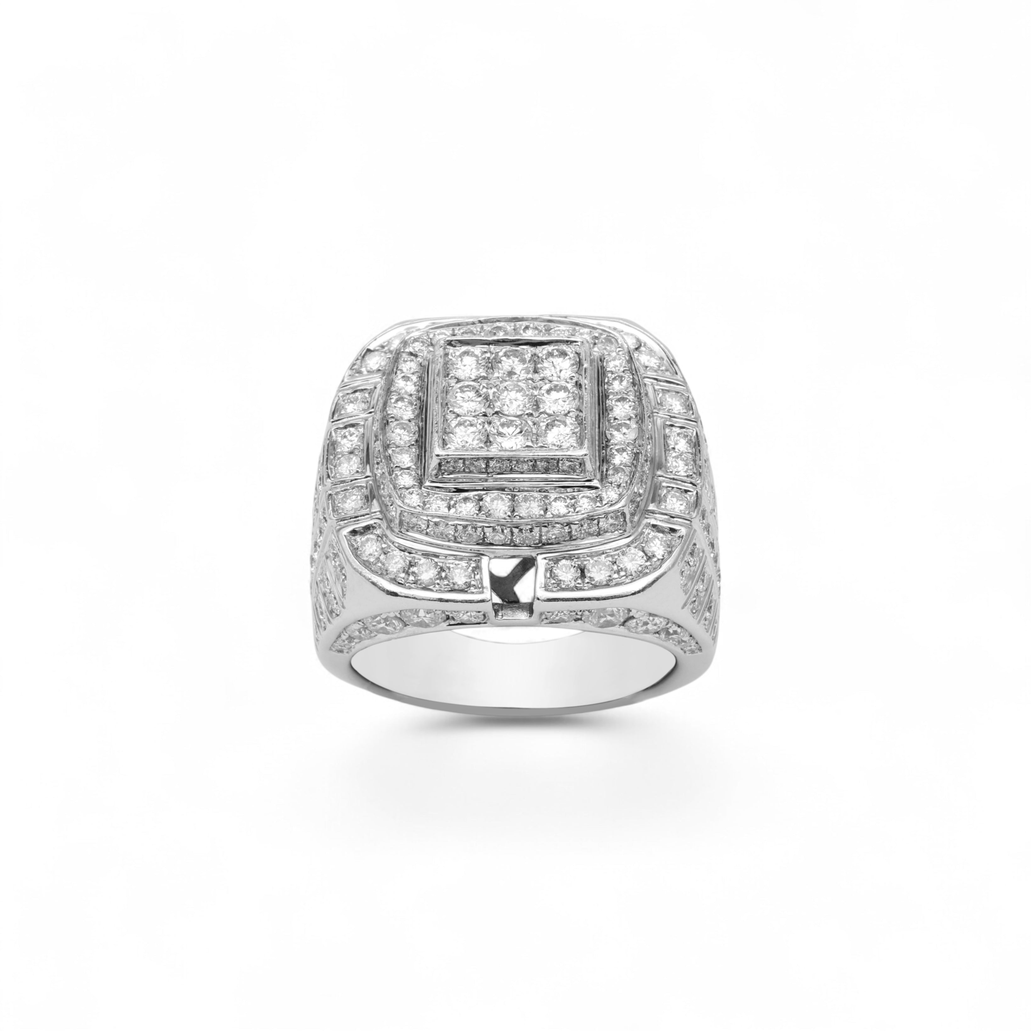 Anillo de oro blanco de 14 quilates con diamantes naturales de 8,00 quilates tipo clúster