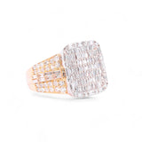 14K Yellow Gold 3.48 Carat Natural Diamond Square Cluster Ring