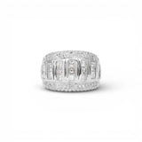 Anillo de oro blanco de 14K con diamantes naturales de varias hileras de 2,40 quilates