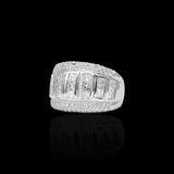 Anillo de oro blanco de 14K con diamantes naturales de varias hileras de 2,40 quilates