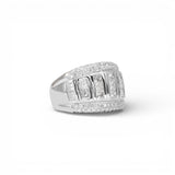 Anillo de oro blanco de 14K con diamantes naturales de varias hileras de 2,40 quilates