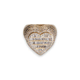 14K Yellow Gold 4.20 Carat Natural Diamond Iced-Out XL Dome Heart Ring