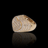 14K Yellow Gold 4.20 Carat Natural Diamond Iced-Out XL Dome Heart Ring