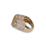 14K Yellow Gold 4.20 Carat Natural Diamond Iced-Out XL Dome Heart Ring