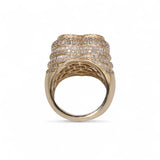 14K Yellow Gold 4.20 Carat Natural Diamond Iced-Out XL Dome Heart Ring