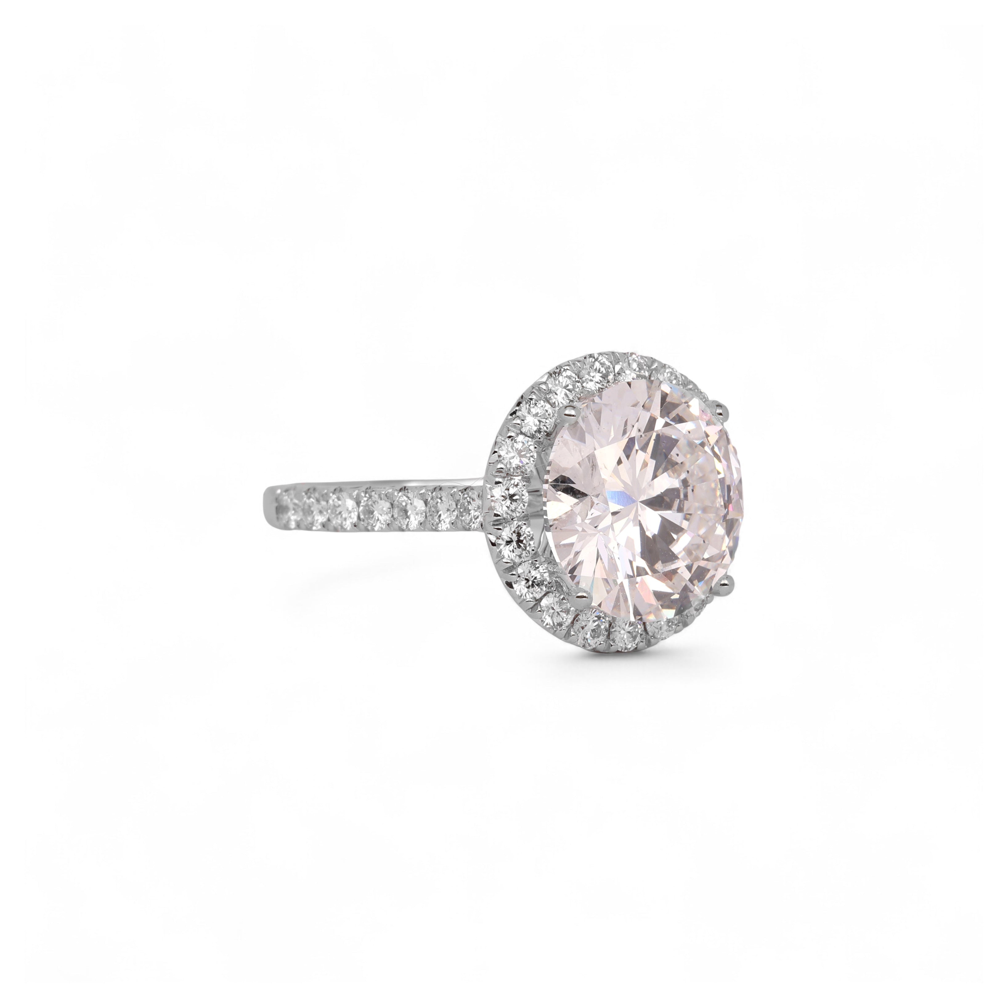 side shot White Gold 6.00 Carat Halo Engagement Lab Diamond Ring