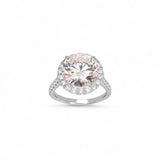 Close up of White Gold 6.00 Carat Halo Engagement Lab Diamond Ring