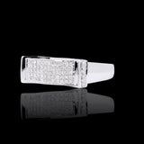 14K White Gold 0.50 Carat Natural Diamond Rectangle Pave Set Ring