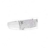 14K White Gold 0.50 Carat Natural Diamond Rectangle Pave Set Ring